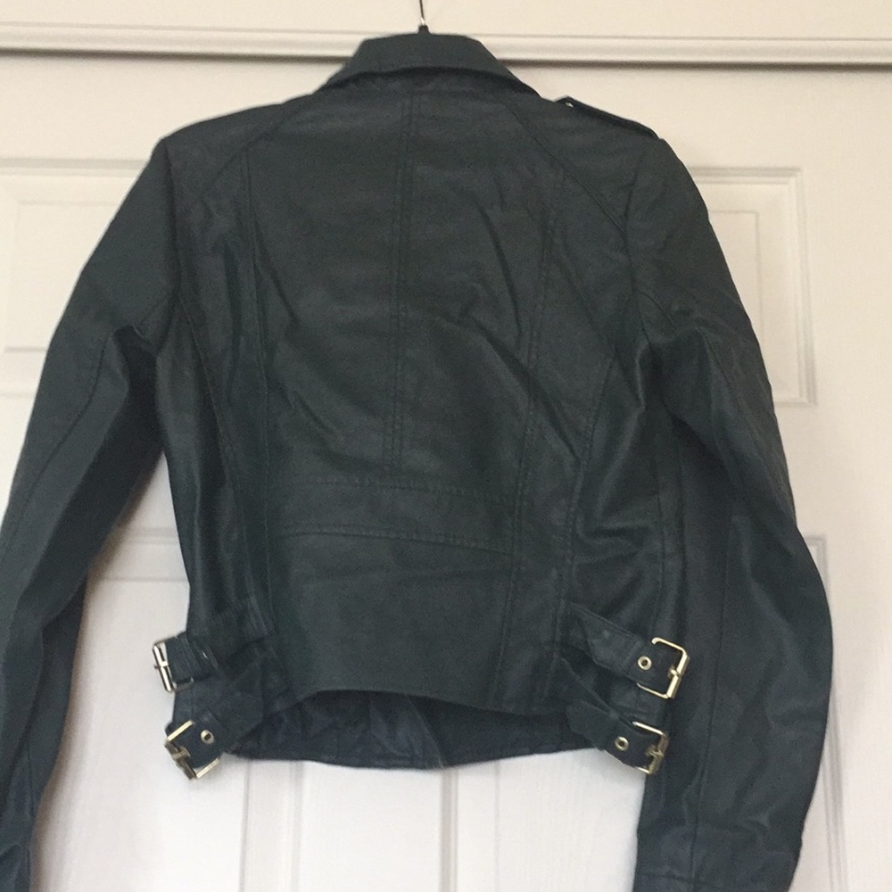 Inc green medium moto faux leather jacket in very good used condition - Picture 4 of 12
